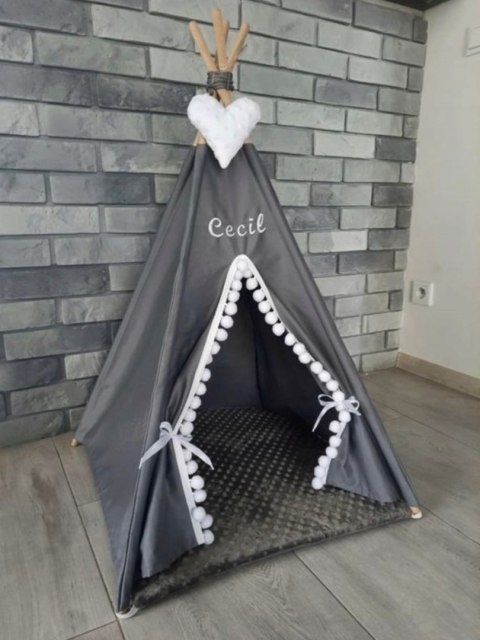 Tipi dla psa namiot budka legowisko haft 60x60 cm Tipi dla psa namiot budka legowisko haft 60x60 cm