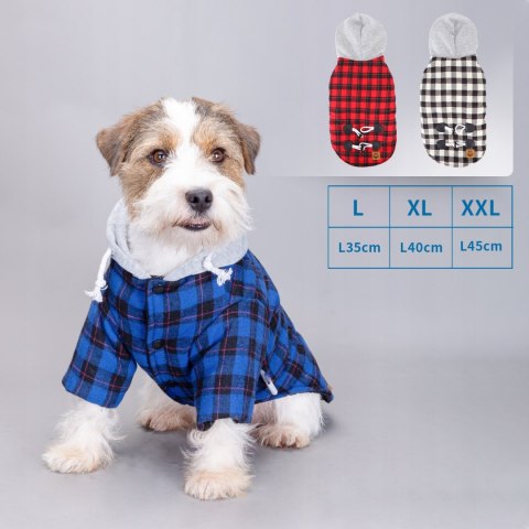 KURTKA DLA PSA CIEPŁA ZIMOWA PŁASZCZ Z KAPTUREM krata rozm. XL _ PROMOCJA KURTKA DLA PSA CIEPŁA ZIMOWA PŁASZCZ Z KAPTUREM krata rozm. XL _ PROMOCJA