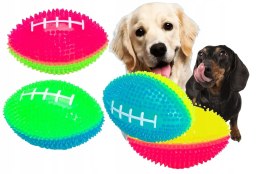 Piłka dla psa świecąca sensoryczna z wypustkami rugby LED 8 cm