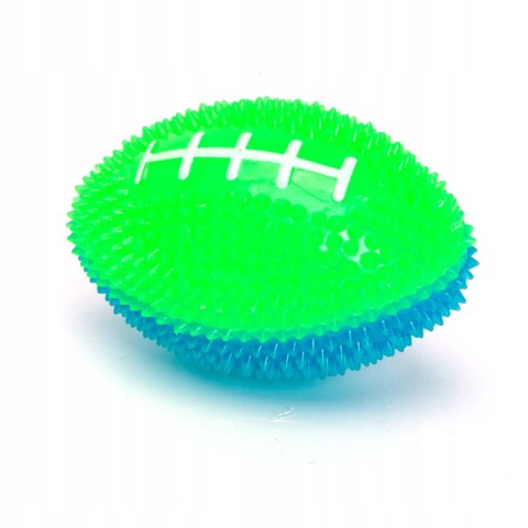 Piłka dla psa świecąca sensoryczna z wypustkami rugby LED 8 cm Piłka dla psa świecąca sensoryczna z wypustkami rugby LED 8 cm